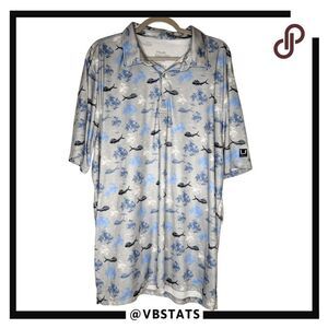 Huk Men's Performance KC Pursuit Printed Polo Shirt Marolina Blue Size XXXL